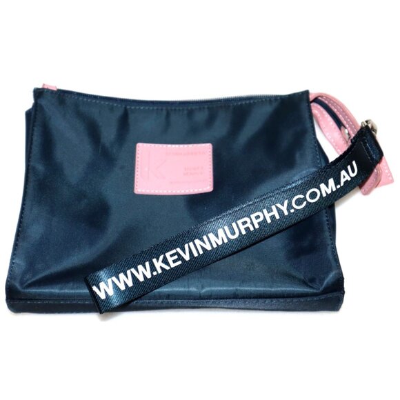 Kevin Murphy Travel Voyage Pouch Navy Pink Cosmetic Wristlet Modern Minimalist - Picture 1 of 5